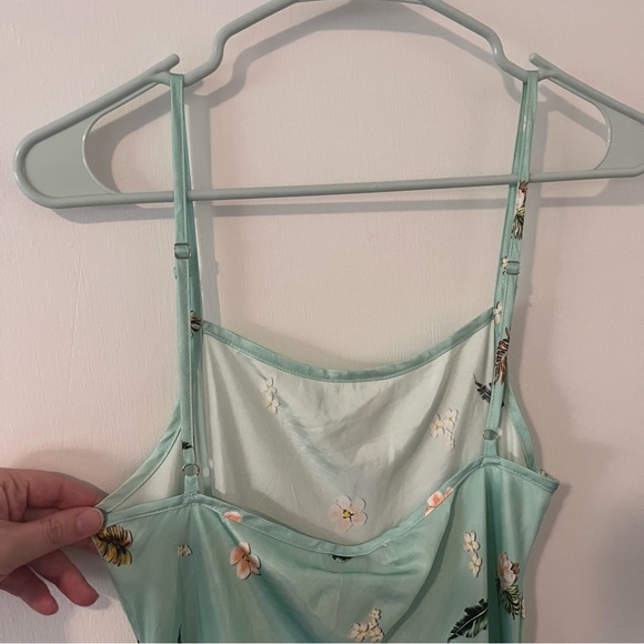 NWT VRG GRL Mint Green Floral Slip Dress Midi Adjustable Spaghetti Strap 8 - Picture 4 of 12
